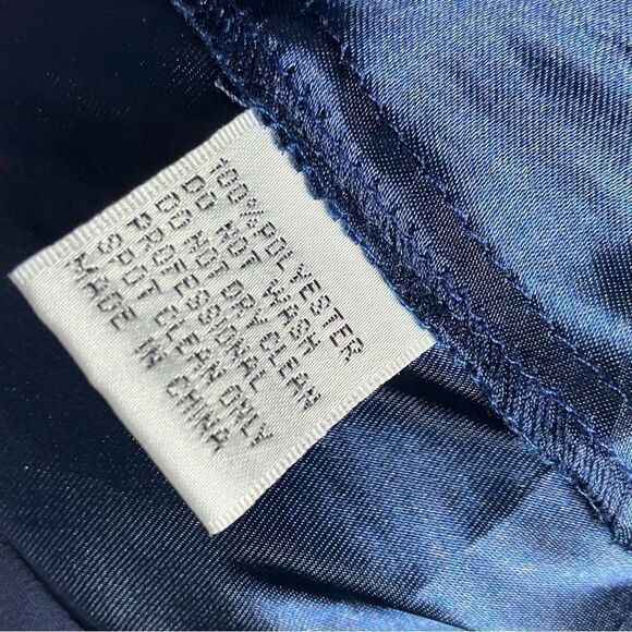 Mac Duggal Dress 2 Navy High Neck Chiffon Gown Pleated Bow Flowy Maxi Sleeveless - Picture 8 of 9